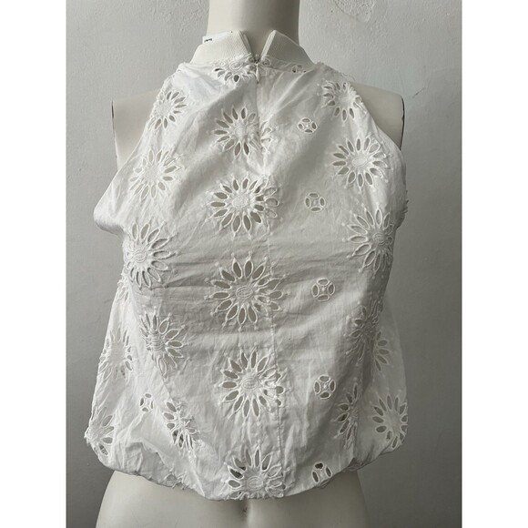 Zara Halter Floral Boho Crop Top XS Zip Sleeveless Bubble Hem Halter Whimsy - Picture 4 of 7